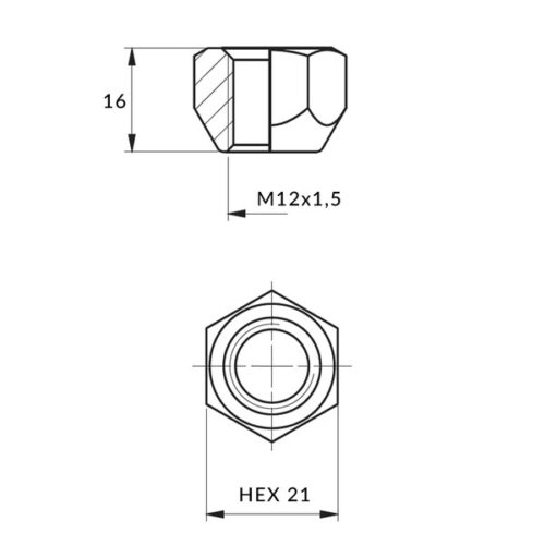 Wielmoeren voor stalen velgen  wielen - M12x1 5 / Goud verzinkt - (open zonder kraag) - Carbonado - Afbeelding 2