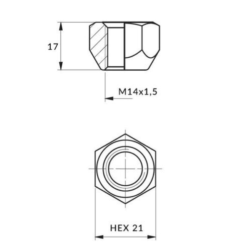 Wielmoeren voor stalen velgen  wielen - M14x1 5 / verzinkt - (open zonder kraag) - Carbonado - Afbeelding 2