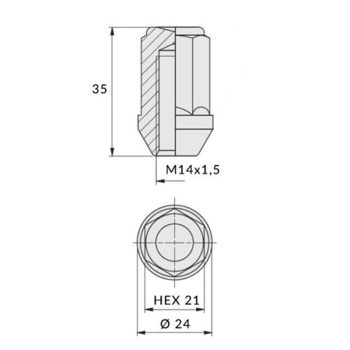 Wielmoeren voor lichtmetalen velgen  wielen - M14x1 5 / Chroom - (gesloten) - Carbonado - Afbeelding 3