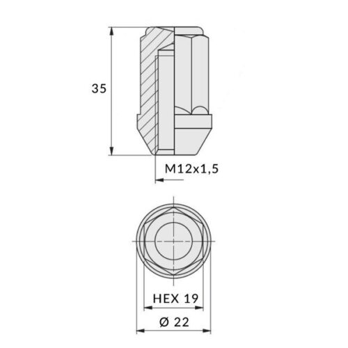 Zwarte wielmoeren voor lichtmetalen velgen  wielen - M12x1 5 - (gesloten) - Carbonado - Afbeelding 3