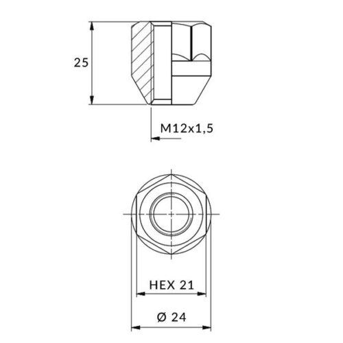 Moeren voor aluminium velgen  wielen - M12x1.5 / Zink - (open met flens) voor sleutel 19 / IS - Afbeelding 3