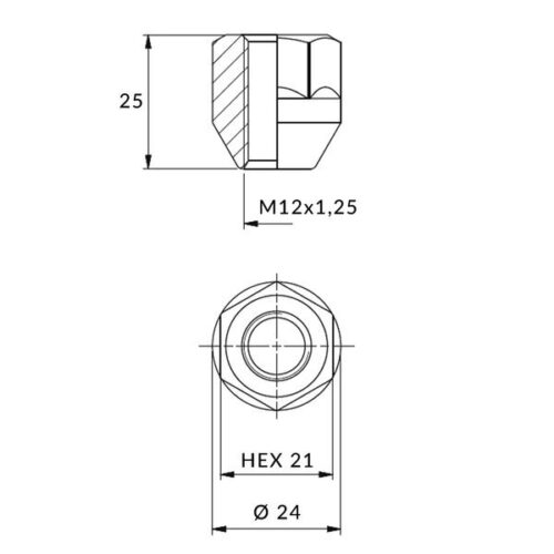 Wielmoeren voor lichtmetalen velgen  wielen - M12x1 25 / verzinkt - (open met kraag) - TUV (EU) - Afbeelding 3