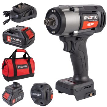 INVENTO A63R 1/2" Accuslagmoersleutel 1180 Nm – Complete Power Set in Tas incl. 2 Accu’s & Lader
