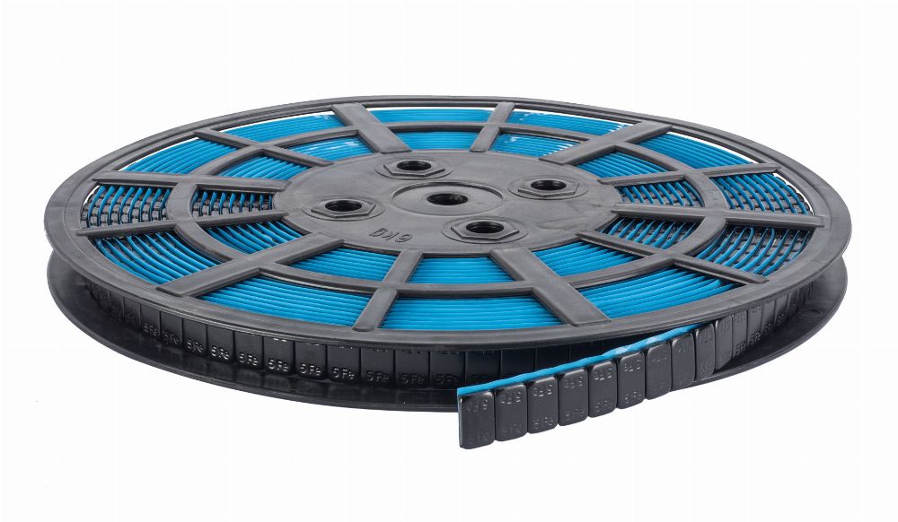 Kleefgewicht staal met poedercoating op rol voor lichtmetalen velgen, zwart, 6 kg