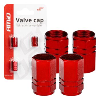 Aluminium ventieldopjes rood, 4 stuks
