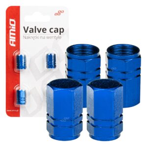 Aluminium ventieldopjes blauw, 4 stuks