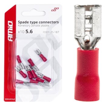 Geïsoleerde kabelverbinders rood 5,6 mm 0,5-1,5 mm² 10A 10 stuks