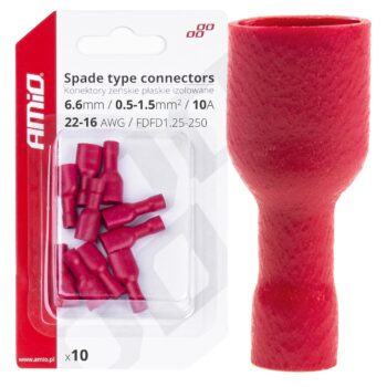 Geïsoleerde kabelverbinders rood 6,6 mm 0,5-1,5 mm² 10A 10 stuks