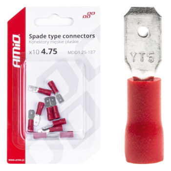 Geïsoleerde kabelverbinders rood 5,6 mm 0,5-1,5 mm² 10A 10 stuks