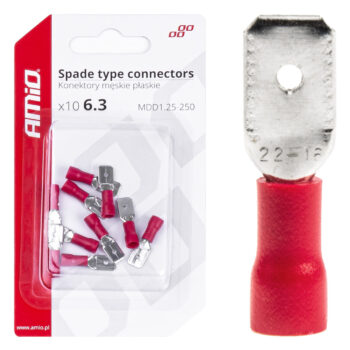 Geïsoleerde kabelverbinders rood 6,3 mm 0,5-1,5 mm² 10A 10 stuks