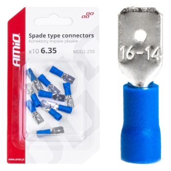 Geïsoleerde kabelverbinders blauw 6,35 mm 1,5-2,5 mm² 15A 10 stuks