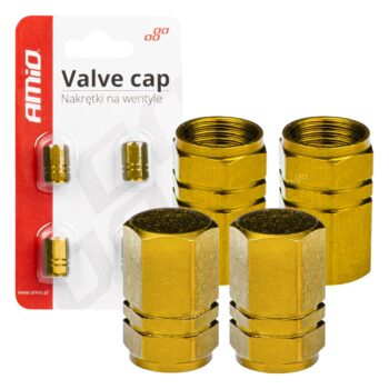 Gele aluminium ventieldopjes, 4 stuks