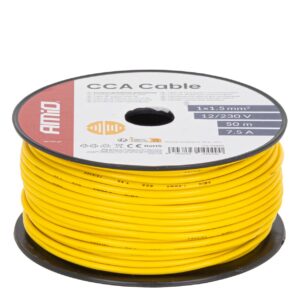CCA-kabel geel 1x1,5mm2 50m 7,5A 12/230V