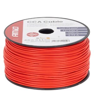 CCA-kabel rood 1x0,75mm2 100m 3,75A 12/230V