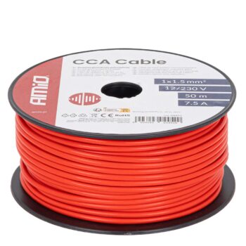 CCA-kabel rood 1x1,5mm2 50m 7,5A 12/230V