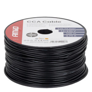 CCA-kabel zwart 1x0,75mm2 100m 3,75A 12/230V