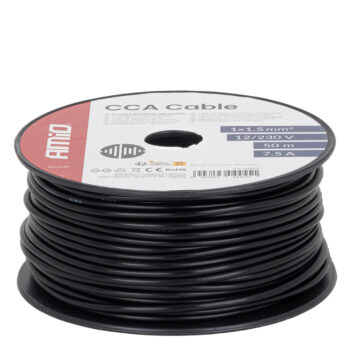CCA-kabel zwart 1x1,5mm2 50m 7,5A 12/230V