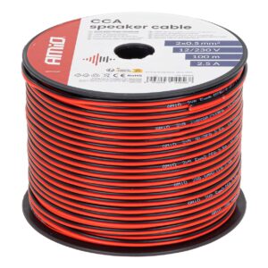 CCA luidsprekerkabel zwart/rood 2x0,5mm2 100m 2,5A