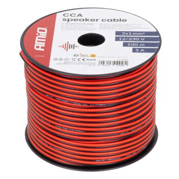 CCA luidsprekerkabel zwart/rood 2x1mm2 100m 5A