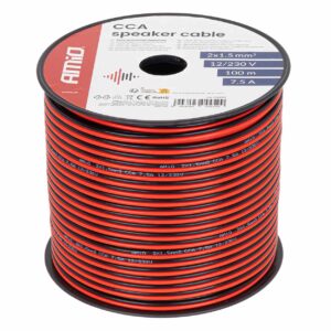 CCA luidsprekerkabel zwart/rood 2x1,5mm2 100m 7,5A
