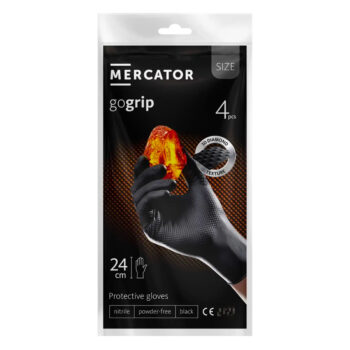 Mercator GoGrip zwarte nitrilhandschoenen, 4 stuks, maat XL