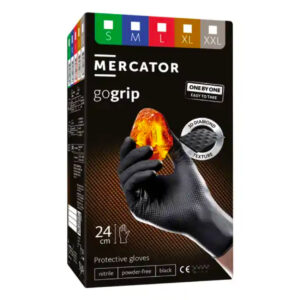 Mercator GoGrip ONE-BY-ONE zwarte nitrilhandschoenen, 100 stuks, maat M