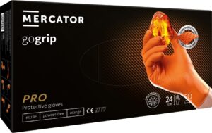 Nitrilhandschoenen GoGrip oranje maat S, 50 stuks