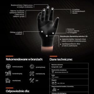 Nitrilhandschoenen GoGrip zwart maat M, 50 stuks