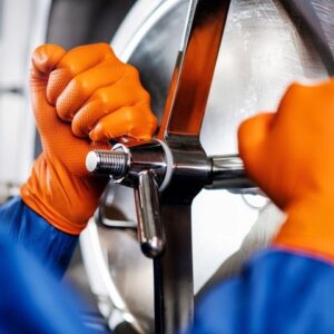 Nitrilhandschoenen GoGrip oranje maat M, 50 stuks