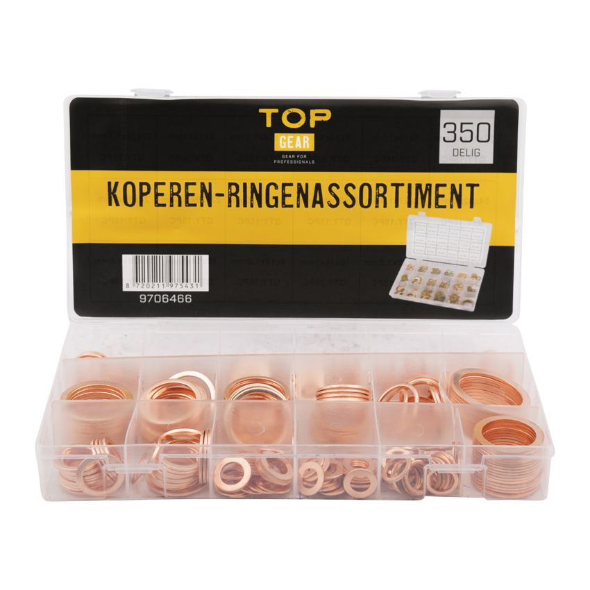 Koperen ringen assortiment 350 delig