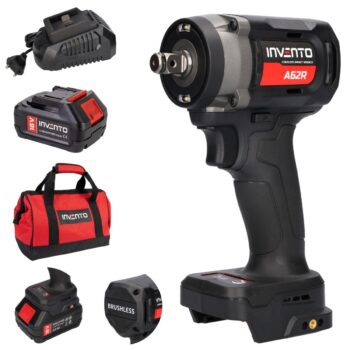 INVENTO A62R 1/2″ Accuslagmoersleutel 680 Nm – Complete Power Set in Tas incl. 2 Accu’s & Lader