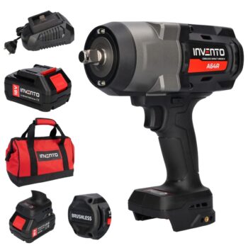 INVENTO A64R 1/2" Accuslagmoersleutel 1880 Nm – Complete Power Set in Tas incl. 2 Accu’s & Lader
