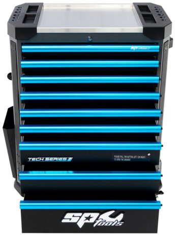 374 DELIGE TOOLKIT IN TECH SERIE GEREEDSCHAPSWAGEN MET 9 LADEN DIAMOND BLACK/ BLAUW