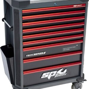 374 DELIGE TOOLKIT IN TECH SERIE GEREEDSCHAPSWAGEN MET 9 LADEN DIAMOND BLACK/ROOD