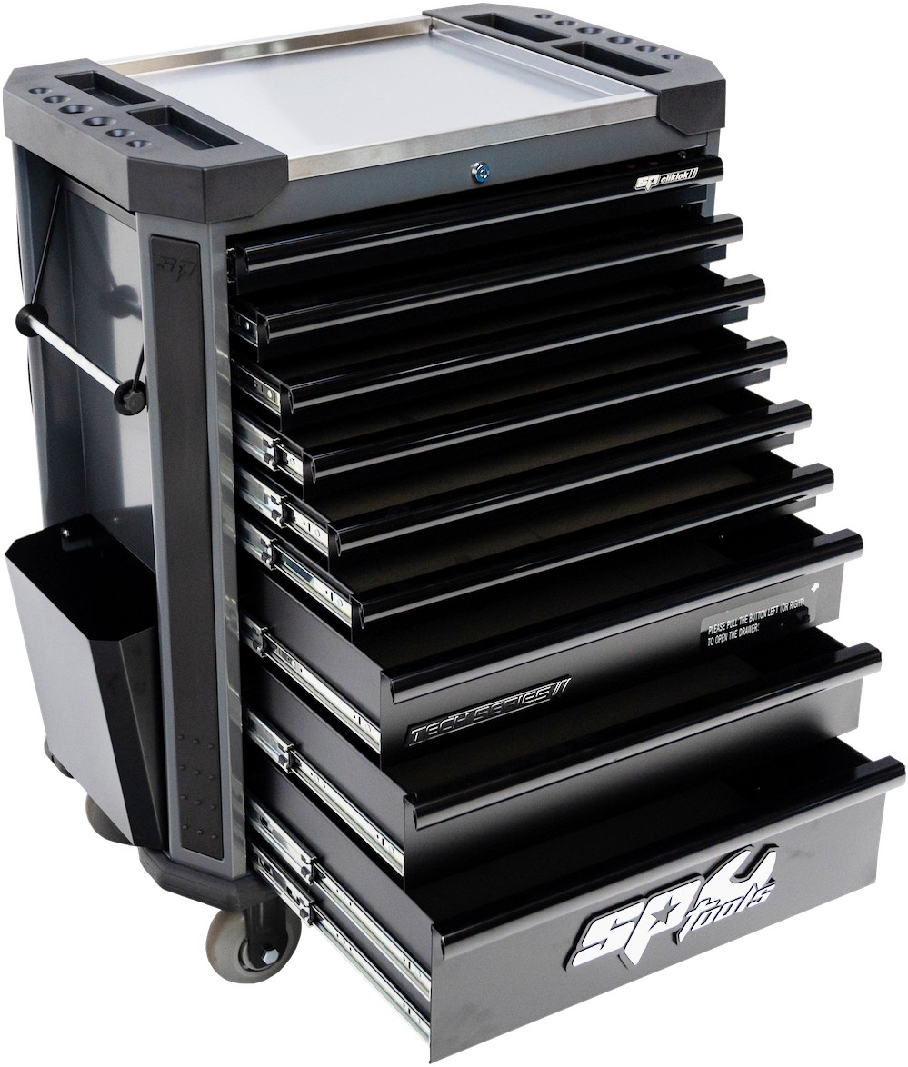 374 DELIGE TOOLKIT IN TECH SERIE GEREEDSCHAPSWAGEN MET 9 LADEN DIAMOND BLACK/ZWART