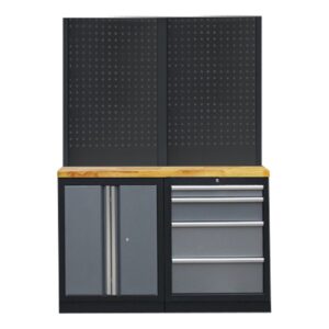 PROFESSIONEEL GARAGE WANDSYSTEEM 2 RUGPANELEN MET HOUTEN WERKBLAD