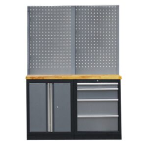 PROFESSIONEEL GARAGE WANDSYSTEEM 2 RUGPANELEN MET HOUTEN WERKBLAD