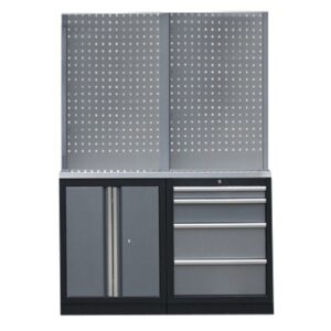 PROFESSIONEEL GARAGE WANDSYSTEEM 2 RUGPANELEN MET RVS WERKBLAD