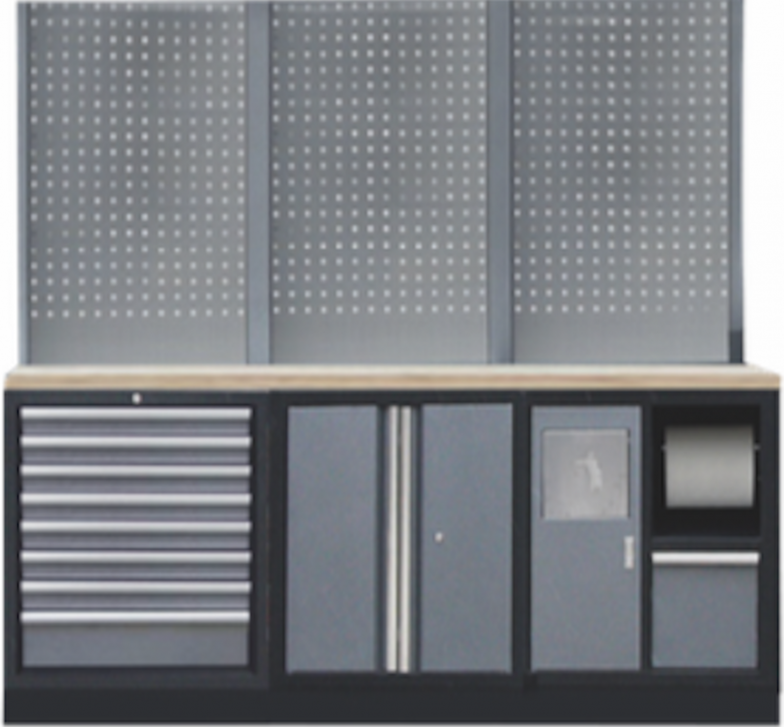 PROFESSIONEEL GARAGE WANDSYSTEEM 3 RUGPANELEN MET RVS WERKBLAD - Afbeelding 2
