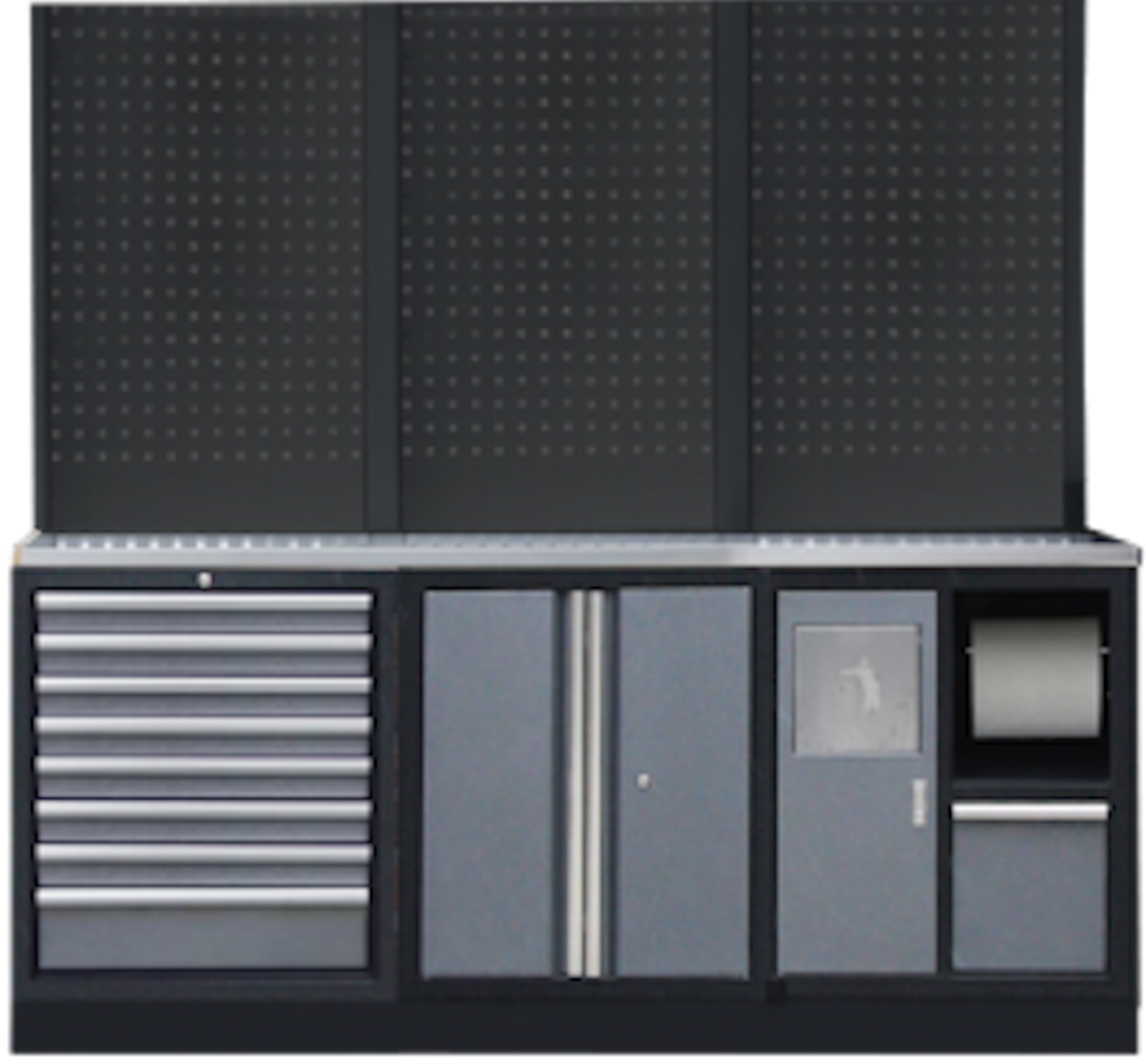 PROFESSIONEEL GARAGE WANDSYSTEEM 3 RUGPANELEN MET RVS WERKBLAD - Afbeelding 2