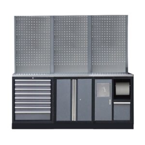 PROFESSIONEEL GARAGE WANDSYSTEEM 3 RUGPANELEN MET RVS WERKBLAD