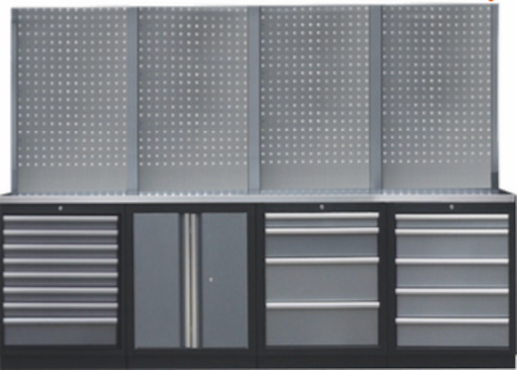 PROFESSIONEEL GARAGE WANDSYSTEEM 4 RUGPANELEN MET HOUTEN WERKBLAD - Afbeelding 2