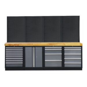 PROFESSIONEEL GARAGE WANDSYSTEEM 4 RUGPANELEN MET HOUTEN WERKBLAD