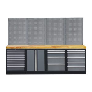 PROFESSIONEEL GARAGE WANDSYSTEEM 4 RUGPANELEN MET HOUTEN WERKBLAD