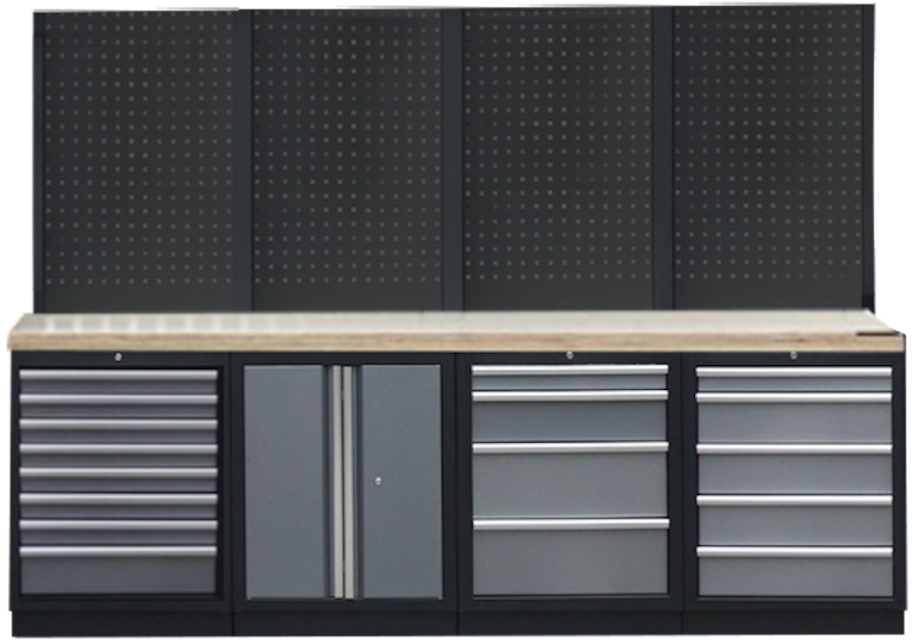 PROFESSIONEEL GARAGE WANDSYSTEEM 4 RUGPANELEN MET HOUTEN WERKBLAD - Afbeelding 2
