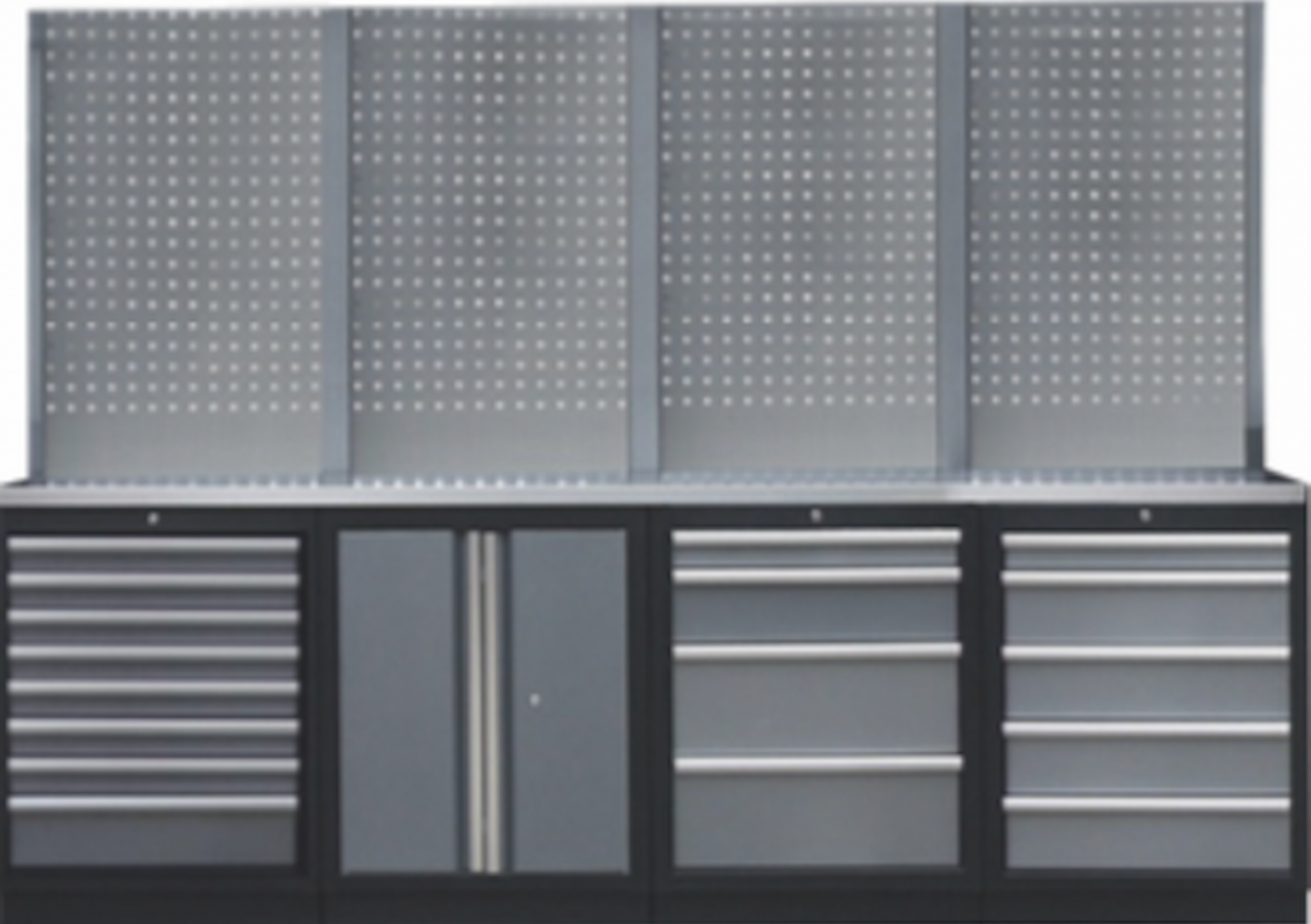 PROFESSIONEEL GARAGE WANDSYSTEEM 4 RUGPANELEN MET RVS WERKBLAD - Afbeelding 2