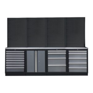 PROFESSIONEEL GARAGE WANDSYSTEEM 4 RUGPANELEN MET RVS WERKBLAD