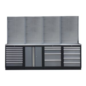 PROFESSIONEEL GARAGE WANDSYSTEEM 4 RUGPANELEN MET RVS WERKBLAD