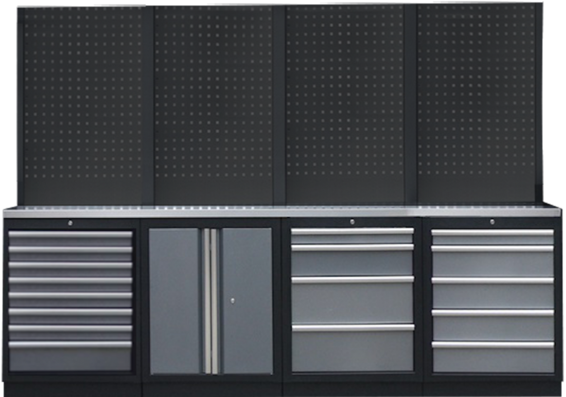 PROFESSIONEEL GARAGE WANDSYSTEEM 4 RUGPANELEN MET RVS WERKBLAD - Afbeelding 2