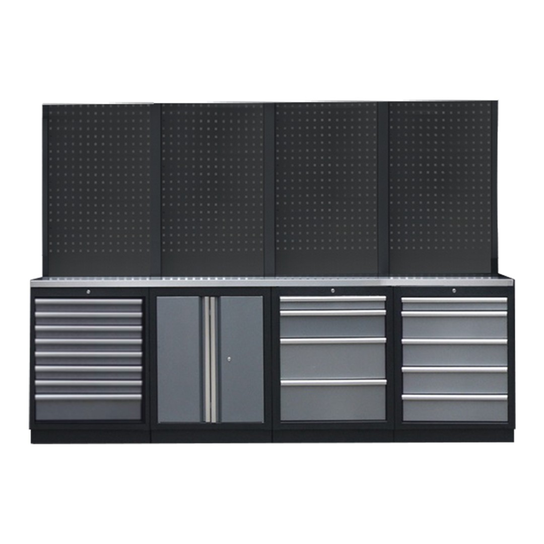 PROFESSIONEEL GARAGE WANDSYSTEEM 4 RUGPANELEN MET RVS WERKBLAD - Afbeelding 3